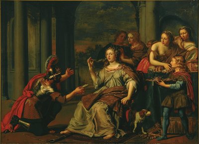 Semiramis erhält Nachricht vom Aufstand in Babylon von Adriaen Backer